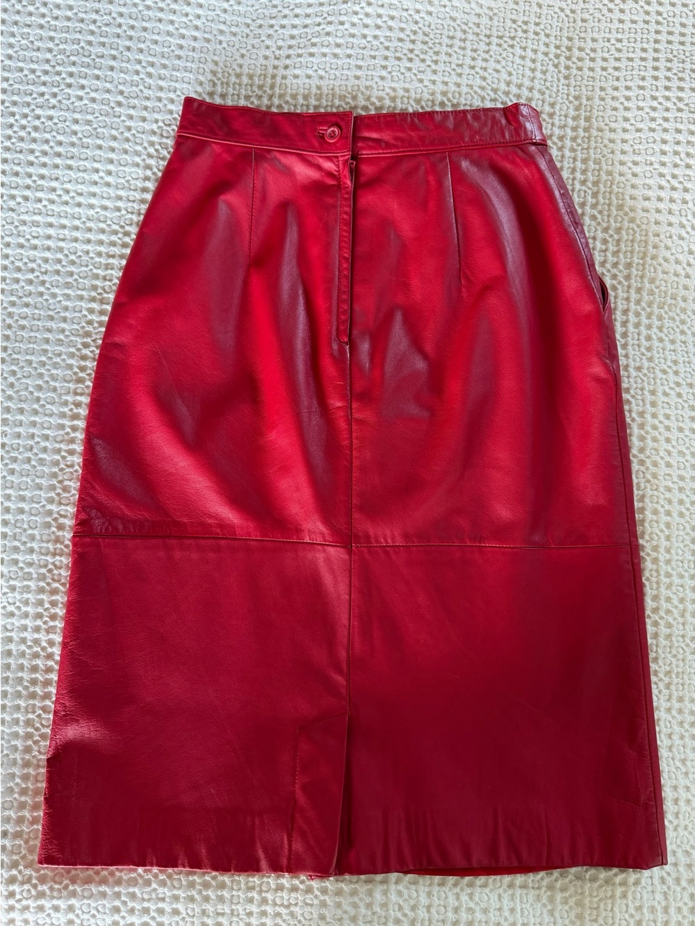 Vintage Investments Red Leather Skirt Size 8 Fits Modern XS 0 2 - Picture 4 of 16